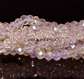Рондель AB Pink, 4*3мм, нитка 40см (бл. 120шт)