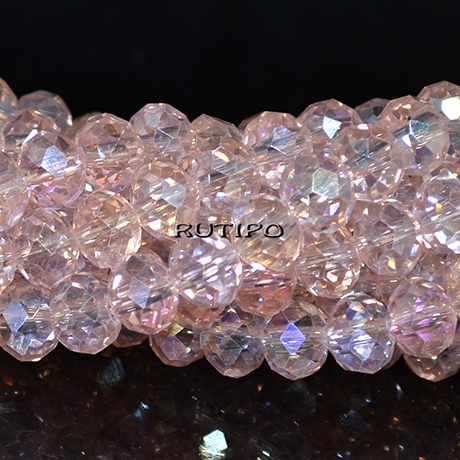 Рондель AB Pink 8*6мм, нитка 40см (бл. 66шт)