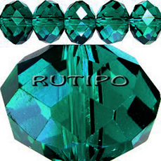 Rondel PearlLuster, DarkGreen, 8 * 6mm, pcs