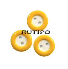Button with yellow rim, 13mm, 1pc