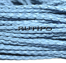 Braided PU leather, Cyan 3mm, 1m