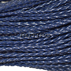 Шнур плетений ПУ шкіра, MarineBlue 3мм, 1м