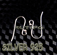Curly ear wires, silver 925, 17mm, pair