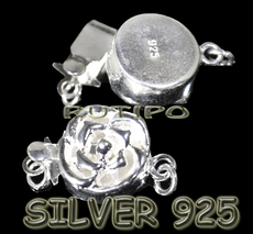 Clasp Rose Silver 925, 15*11mm pcs
