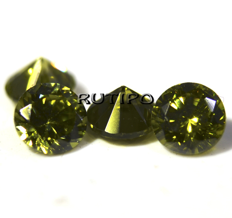 Cubic Zirconia A, Diamond, Dark Olive 7mm, pcs