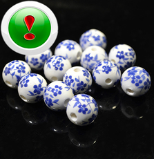 Ceramic beads with flowers 12mm, pcs
