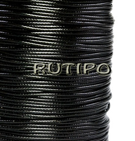Korean waxed cord black, 1mm * 1m