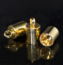 Cord End Stainless Steel Golden, 9*5mm (size 4mm), pcs