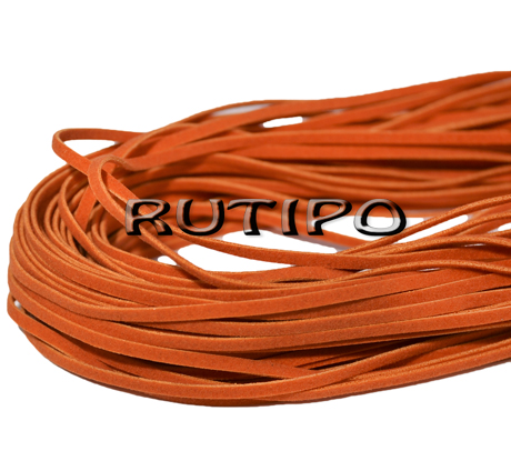 Шнур "искусственная замша" оранжевый, 3*1мм, 1м
