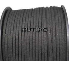 Black suede cord, 3 * 1.5mm * 90m (coil)
