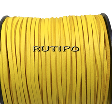Suede cord with PU leather yellow, 3 * 1.5mm * 1m
