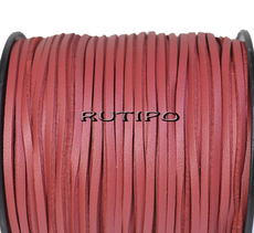 Suede cord with PU leather dark red, 3 * 1.5mm * 1m
