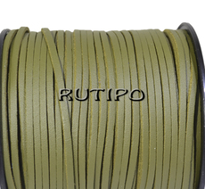Suede cord with PU leather olive, 3 * 1.5mm * 1m