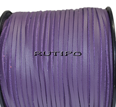 Suede cord with PU leather dark purple, 3 * 1.5mm * 1m