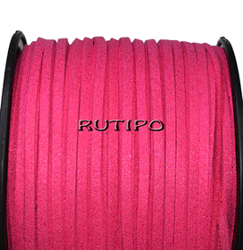 Шнур замшевый Deep Pink с напылением, 3*1.5мм, 1м